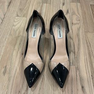 Steve Madden Vienne Clear and Black Pointed Toe Pumps